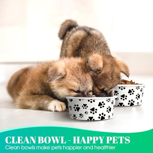 Potchen 30-Pack Disposable Paper Dog Bowls - 12 oz Leakproof Travel Bowls for Small Dogs, Cats, Puppies - Cute Printed Patterns
