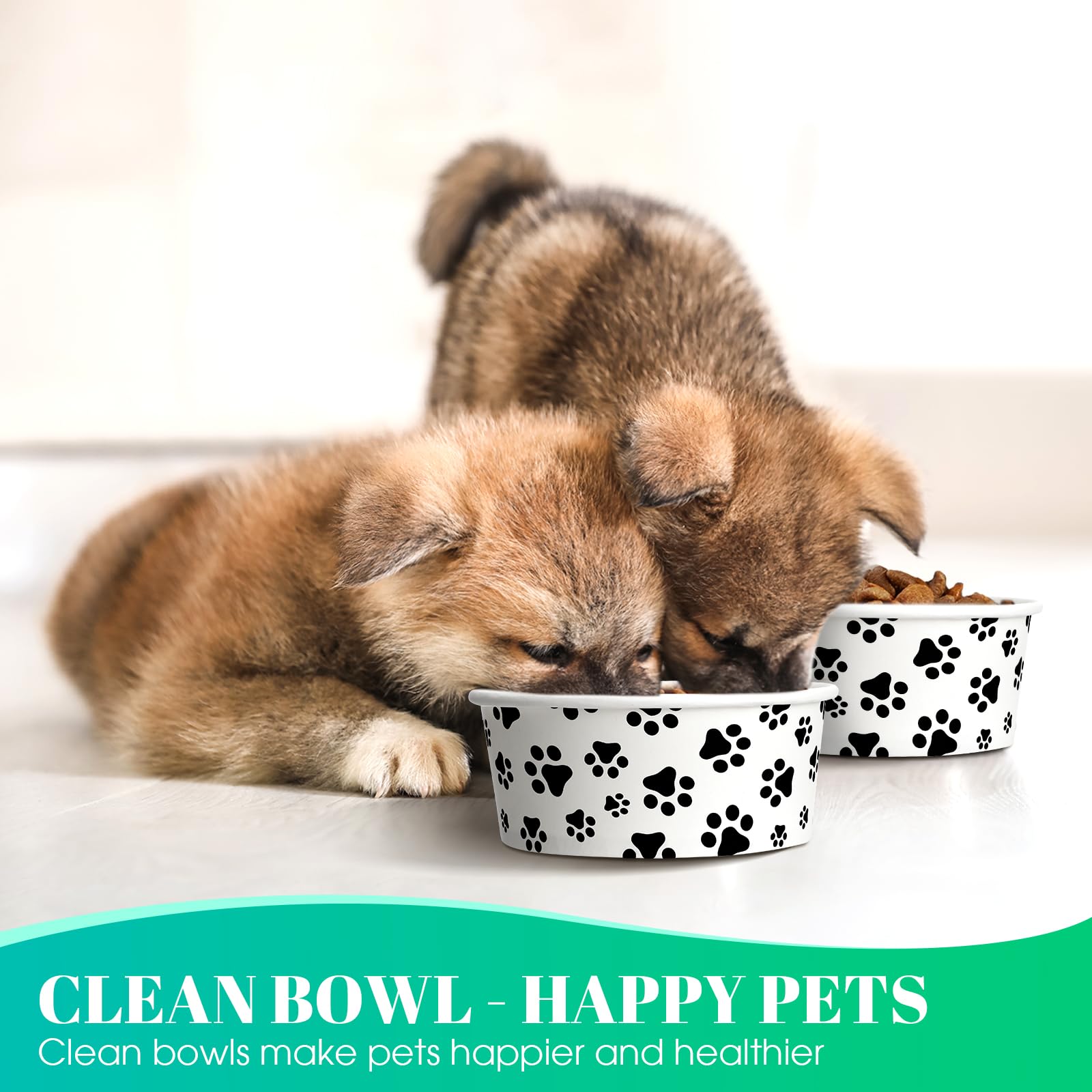Potchen 30-Pack Disposable Paper Dog Bowls - 12 oz Leakproof Travel Bowls for Small Dogs, Cats, Puppies - Cute Printed Patterns