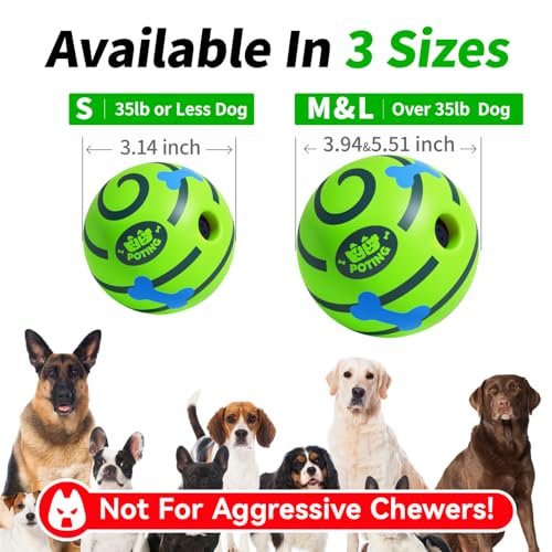 POTING Giggle Ball for Dogs 2 Pack - Interactive Squeaky Toy with Funny Sound, 3.14 Inch