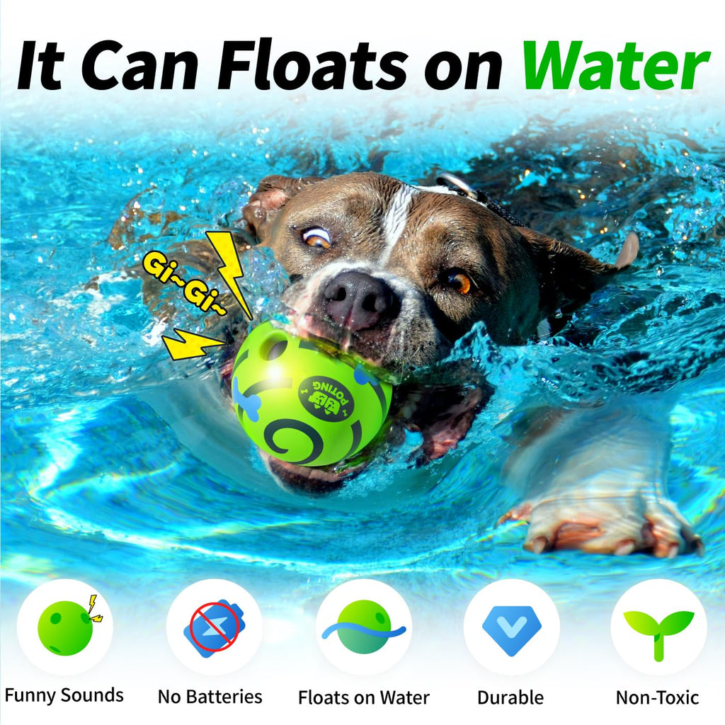 POTING Giggle Ball for Dogs 2 Pack - Interactive Squeaky Toy with Funny Sound, 3.14 Inch