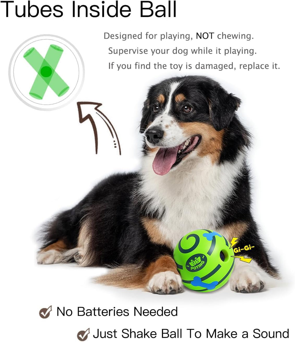 POTING Giggle Ball for Dogs 2 Pack - Interactive Squeaky Toy with Funny Sound, 3.14 Inch