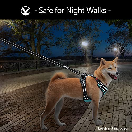PoyPet No Pull Dog Harness - Reflective Vest with Front Clip, Adjustable Padded, Easy Control Handle for Small to Large Dogs (Mint Blue, M)