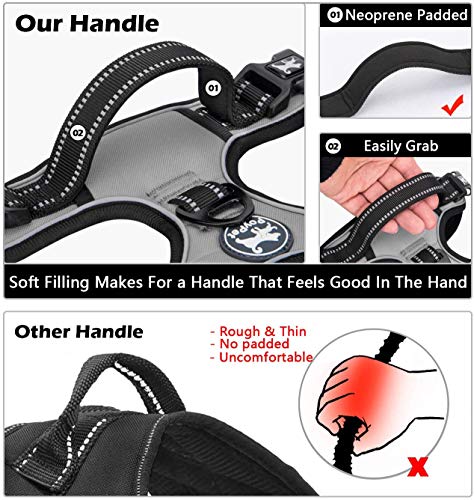 PoyPet No Pull Dog Harness, Grey, XS - Reflective Soft Padded Vest with Front Lead and Control Handle