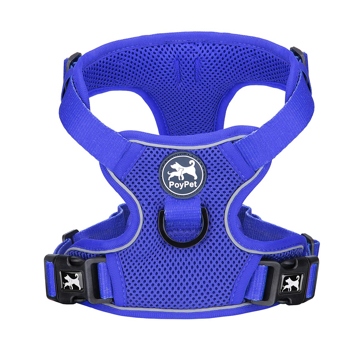 PoyPet Small Reflective Mesh Dog Harness - Royal Blue - Breathable, Adjustable Vest