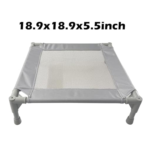 Pozico Elevated Pet Bed for Small Dogs and Cats - Breathable Mesh, 18.9x18.9 Inch, Gray Cooling Cot