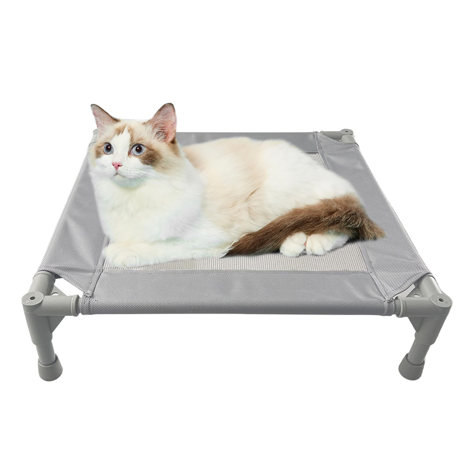 Pozico Elevated Pet Bed for Small Dogs and Cats - Breathable Mesh, 18.9x18.9 Inch, Gray Cooling Cot