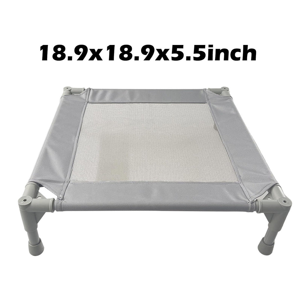 Pozico Elevated Pet Bed for Small Dogs and Cats - Breathable Mesh, 18.9x18.9 Inch, Gray Cooling Cot