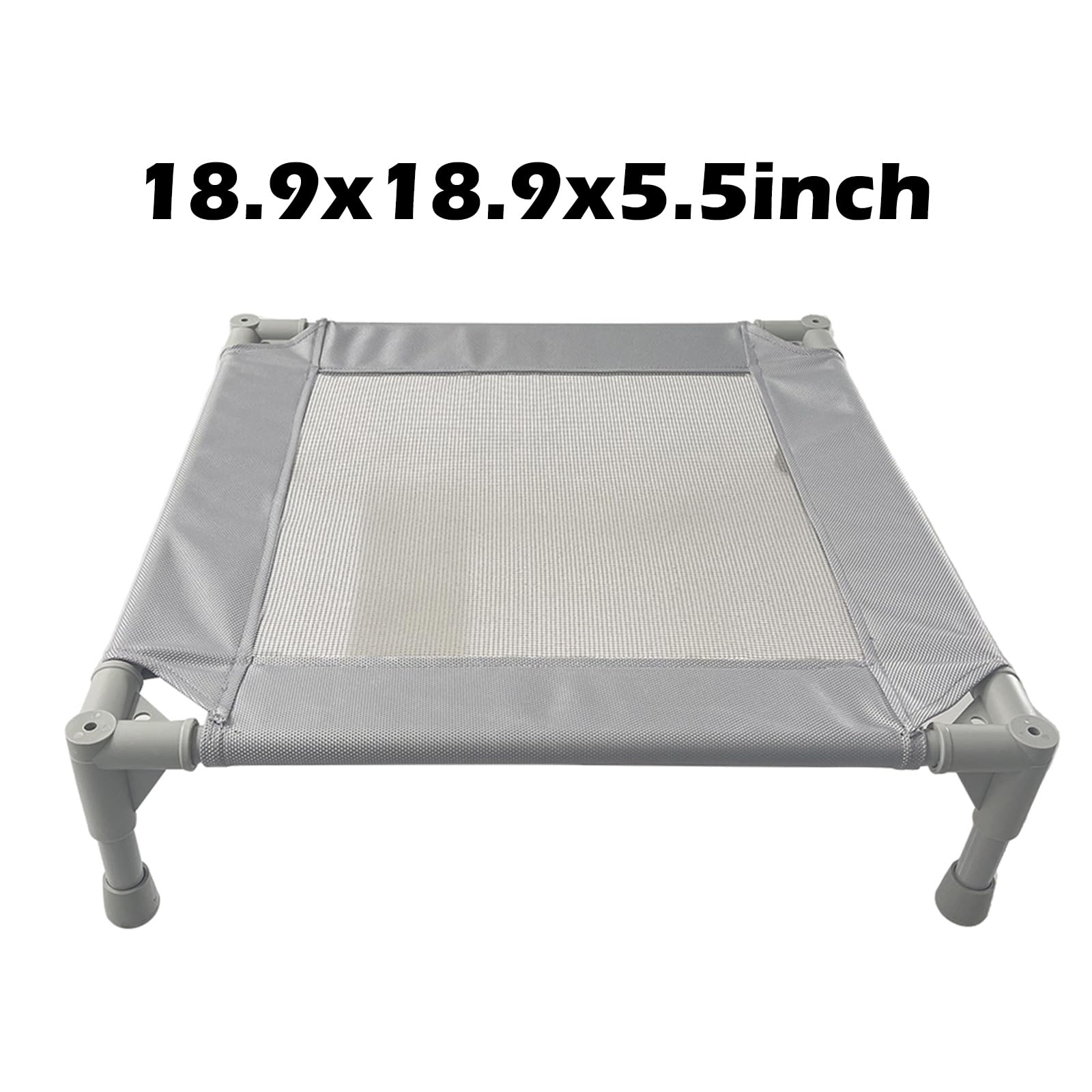 Pozico Elevated Pet Bed for Small Dogs and Cats - Breathable Mesh, 18.9x18.9 Inch, Gray Cooling Cot