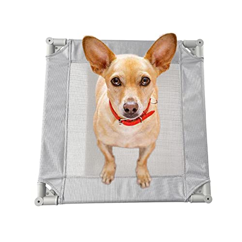 Pozico Elevated Pet Bed for Small Dogs and Cats - Breathable Mesh, 18.9x18.9 Inch, Gray Cooling Cot