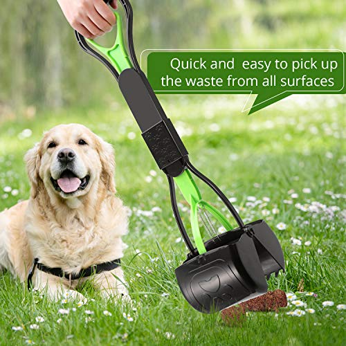 PPOGOO Non-Breakable Pooper Scooper – 24-Inch Long Handle, Foldable, Stainless Steel Springs for Easy Pet Waste Pickup on Grass and Gravel