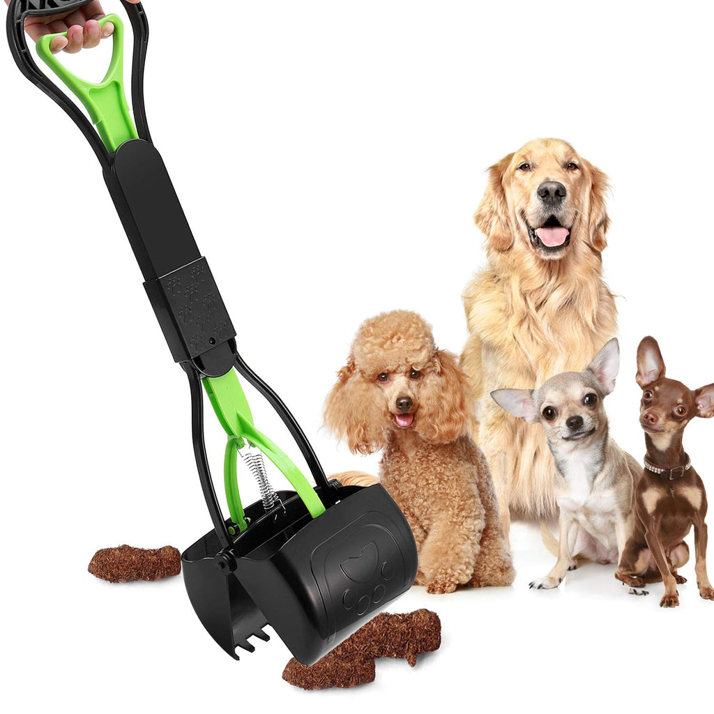 PPOGOO Non-Breakable Pooper Scooper – 24-Inch Long Handle, Foldable, Stainless Steel Springs for Easy Pet Waste Pickup on Grass and Gravel