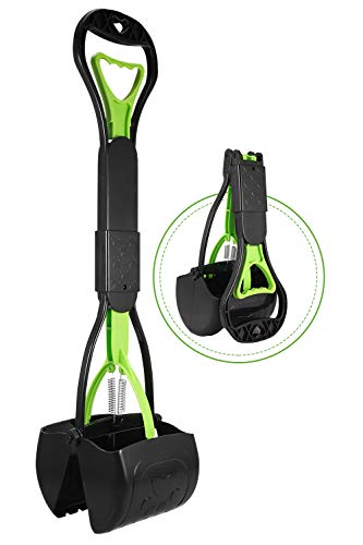 PPOGOO Non-Breakable Pooper Scooper – 24-Inch Long Handle, Foldable, Stainless Steel Springs for Easy Pet Waste Pickup on Grass and Gravel