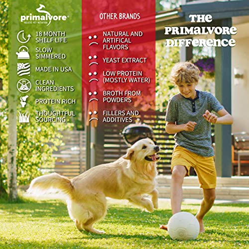 Primalvore Free-Range Chicken Bone Broth for Dogs & Cats - Mobility Formula with Collagen Peptides, Human Grade, 12 oz 2-Pack