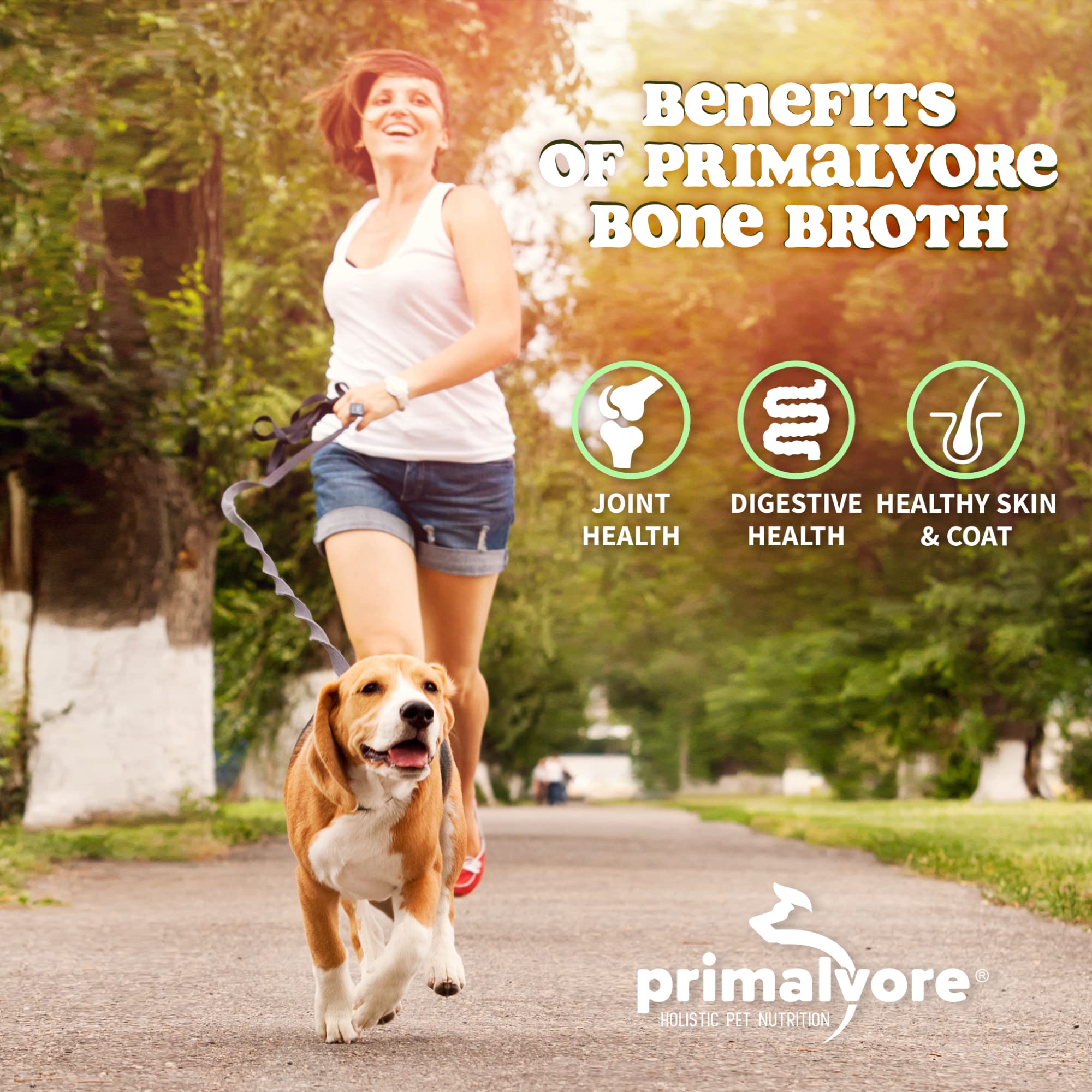 Primalvore Free-Range Chicken Bone Broth for Dogs & Cats - Mobility Formula with Collagen Peptides, Human Grade, 12 oz 2-Pack