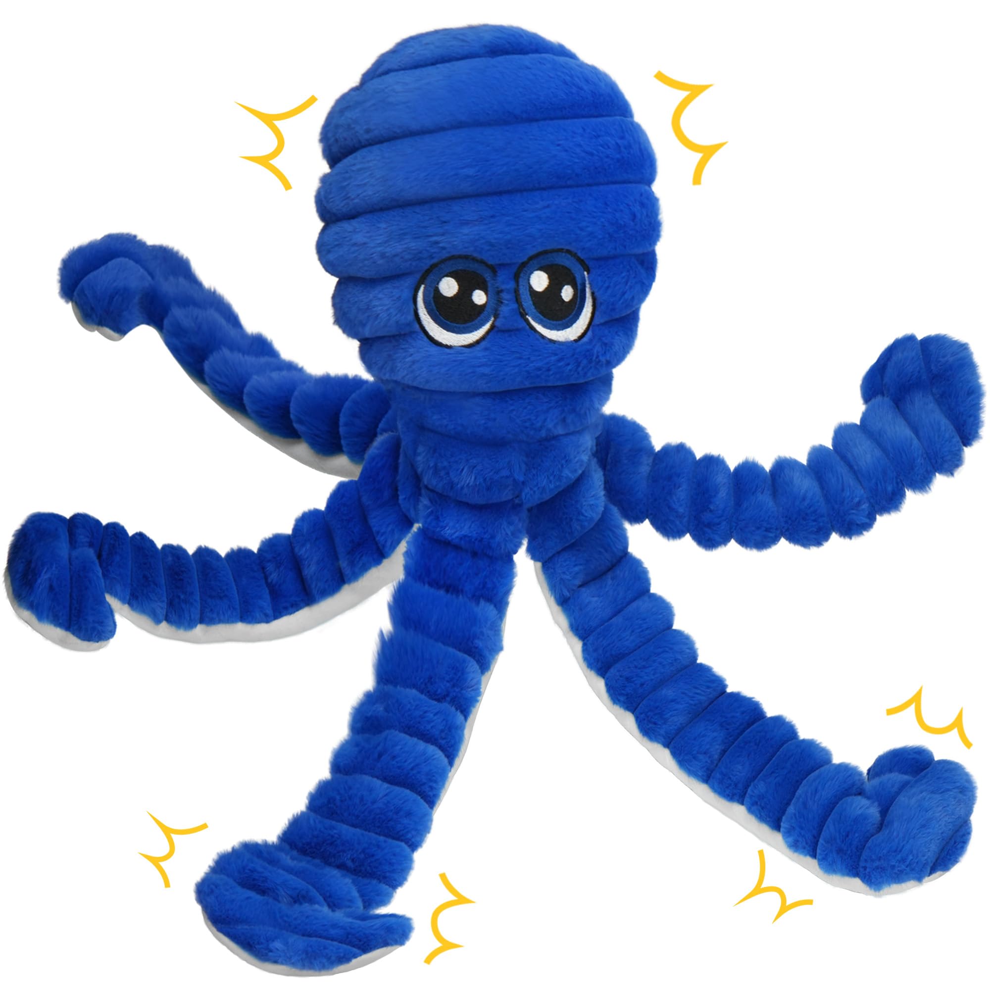 Prime Pets 27-Inch Squeaky Octopus Dog Toy – Large Plush with 6 Squeakers for Interactive Play