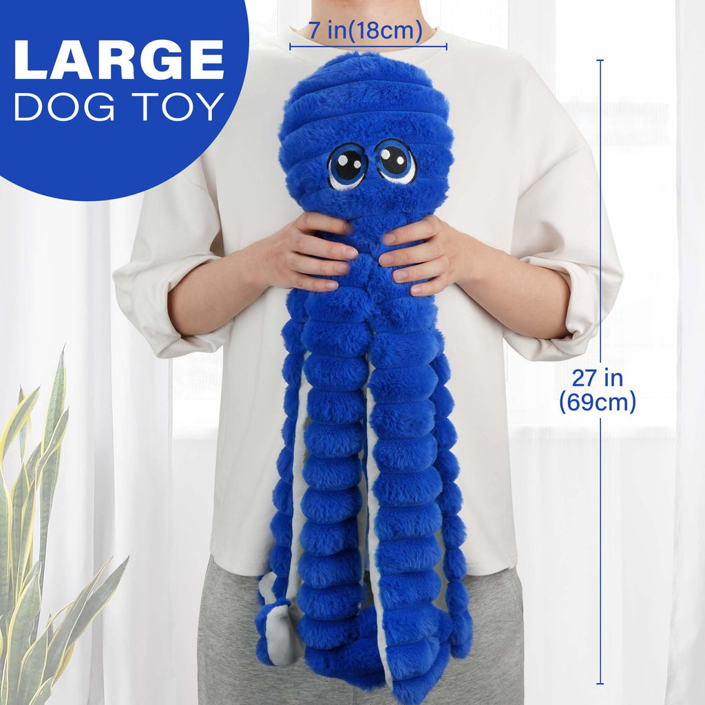 Prime Pets 27-Inch Squeaky Octopus Dog Toy – Large Plush with 6 Squeakers for Interactive Play