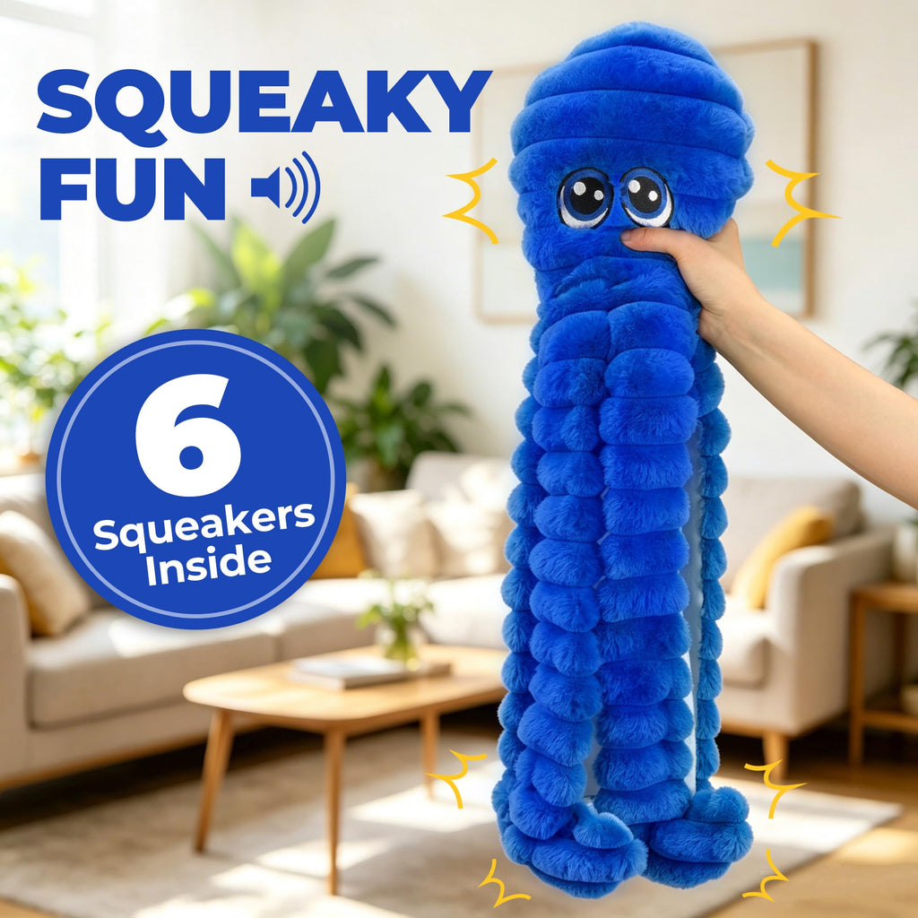 Prime Pets 27-Inch Squeaky Octopus Dog Toy – Large Plush with 6 Squeakers for Interactive Play