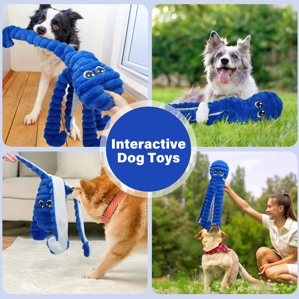 Prime Pets 27-Inch Squeaky Octopus Dog Toy – Large Plush with 6 Squeakers for Interactive Play