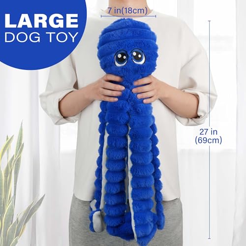 Prime Pets 27-Inch Squeaky Octopus Dog Toy – Large Plush with 6 Squeakers for Interactive Play