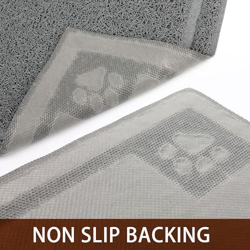 Prime Pets 35x24 Inch Waterproof Dog Food Mat – Non-Slip, Soft on Paws, Grey