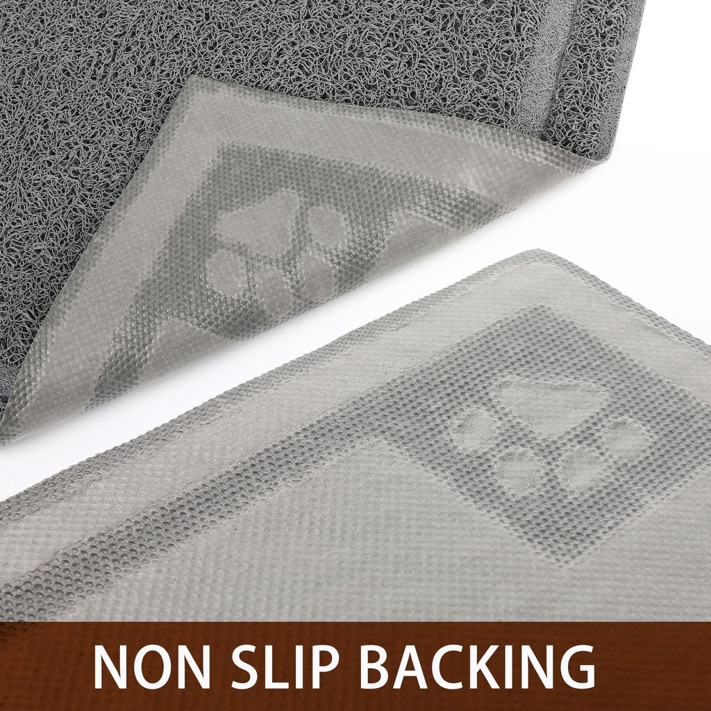 Prime Pets 35x24 Inch Waterproof Dog Food Mat – Non-Slip, Soft on Paws, Grey