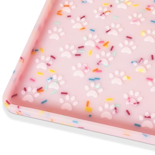Ptlom Anti-Slip Dog Food Mat – Waterproof Silicone Feeding Tray for Dogs and Cats, Pink