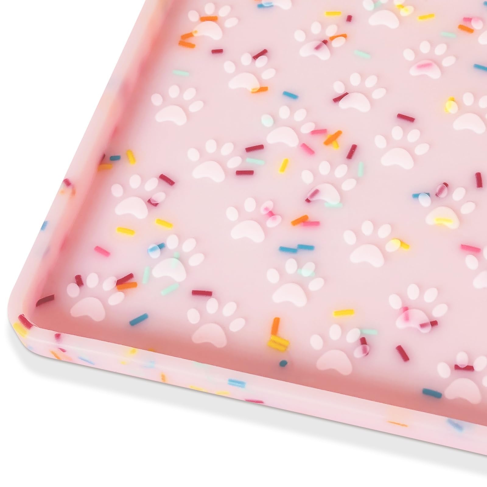 Ptlom Anti-Slip Dog Food Mat – Waterproof Silicone Feeding Tray for Dogs and Cats, Pink