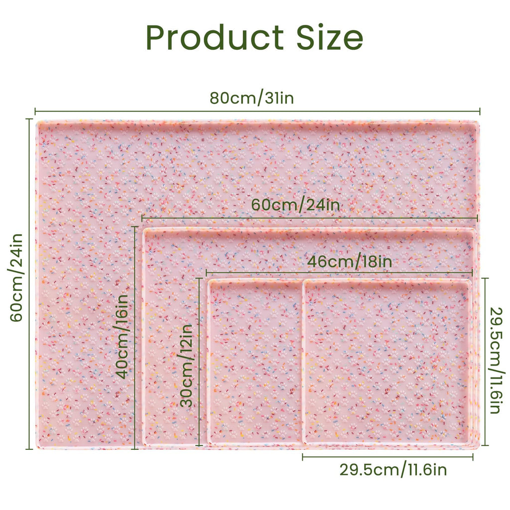 Ptlom Anti-Slip Dog Food Mat – Waterproof Silicone Feeding Tray for Dogs and Cats, Pink