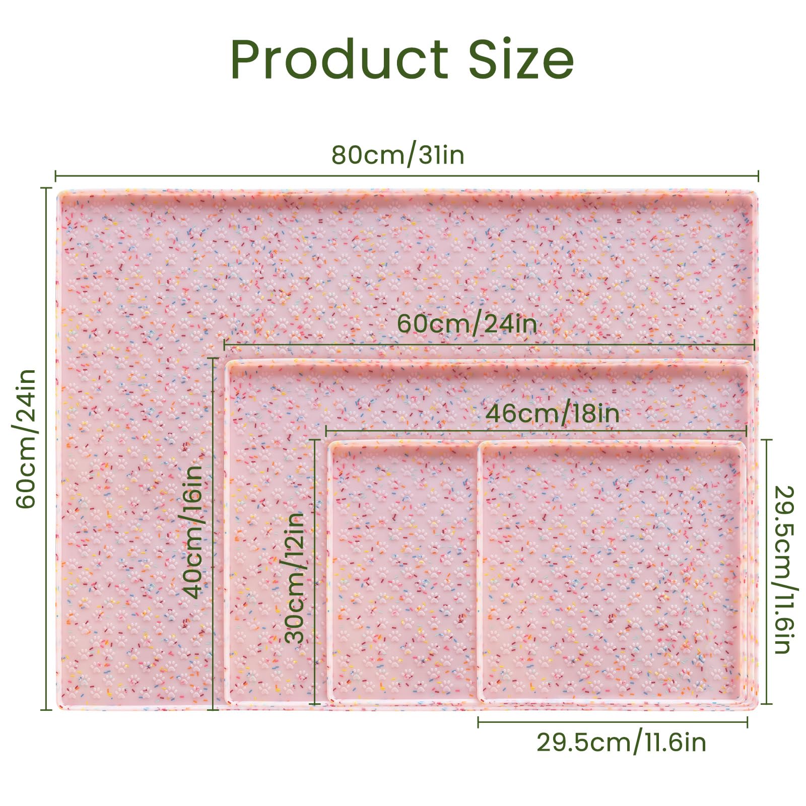 Ptlom Anti-Slip Dog Food Mat – Waterproof Silicone Feeding Tray for Dogs and Cats, Pink
