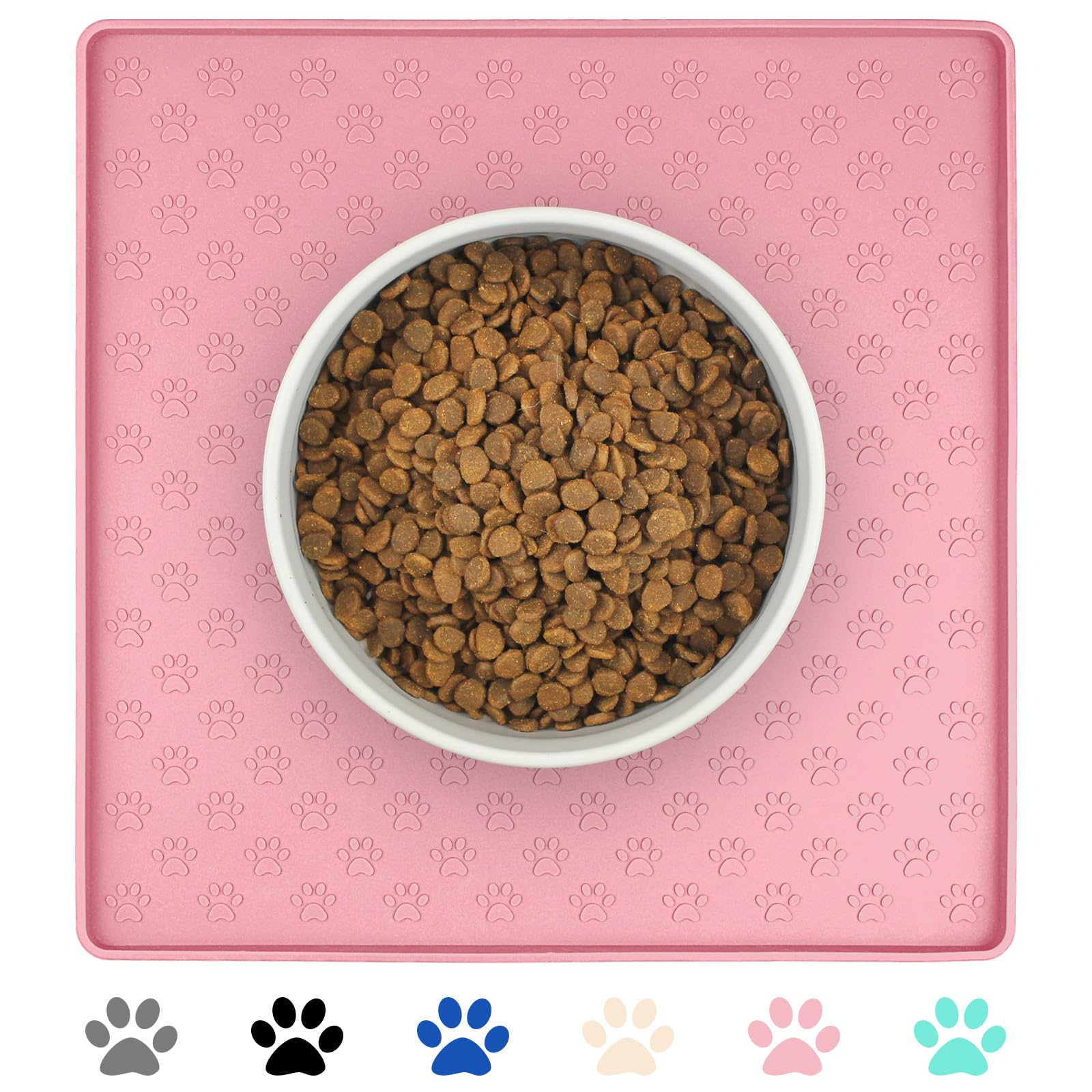 Ptlom Pink Silicone Pet Placemat – 11.8" Waterproof Non-Slip Feeding Mat for Small & Medium Dogs and Cats