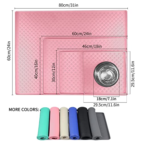 Ptlom Pink Silicone Pet Placemat – 11.8" Waterproof Non-Slip Feeding Mat for Small & Medium Dogs and Cats