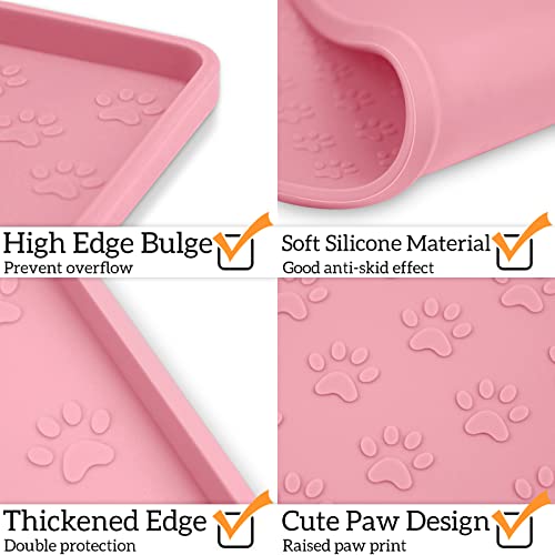 Ptlom Pink Silicone Pet Placemat – 11.8" Waterproof Non-Slip Feeding Mat for Small & Medium Dogs and Cats