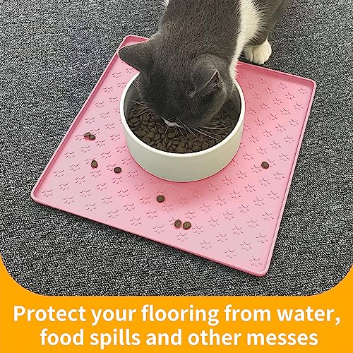 Ptlom Pink Silicone Pet Placemat – 11.8" Waterproof Non-Slip Feeding Mat for Small & Medium Dogs and Cats