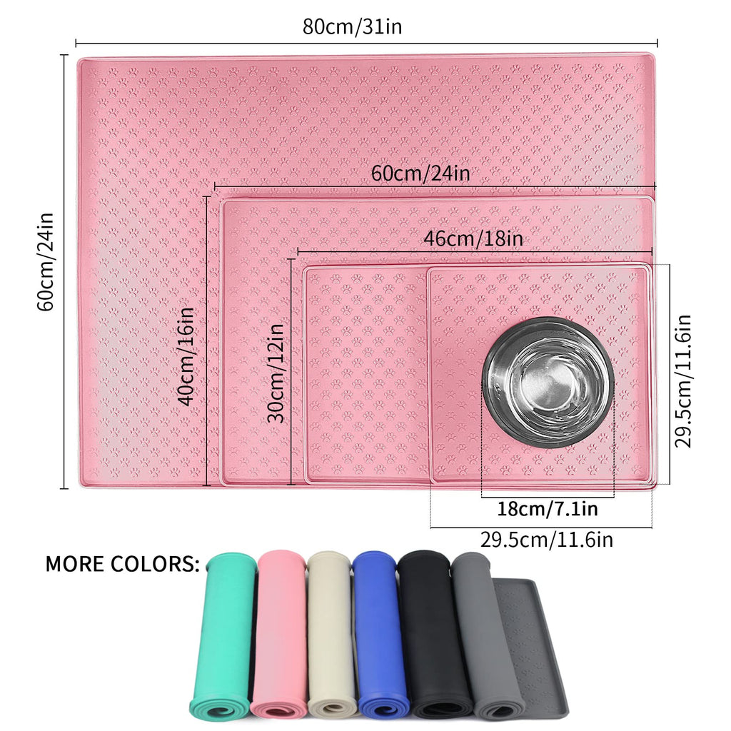 Ptlom Pink Silicone Pet Placemat – 11.8" Waterproof Non-Slip Feeding Mat for Small & Medium Dogs and Cats