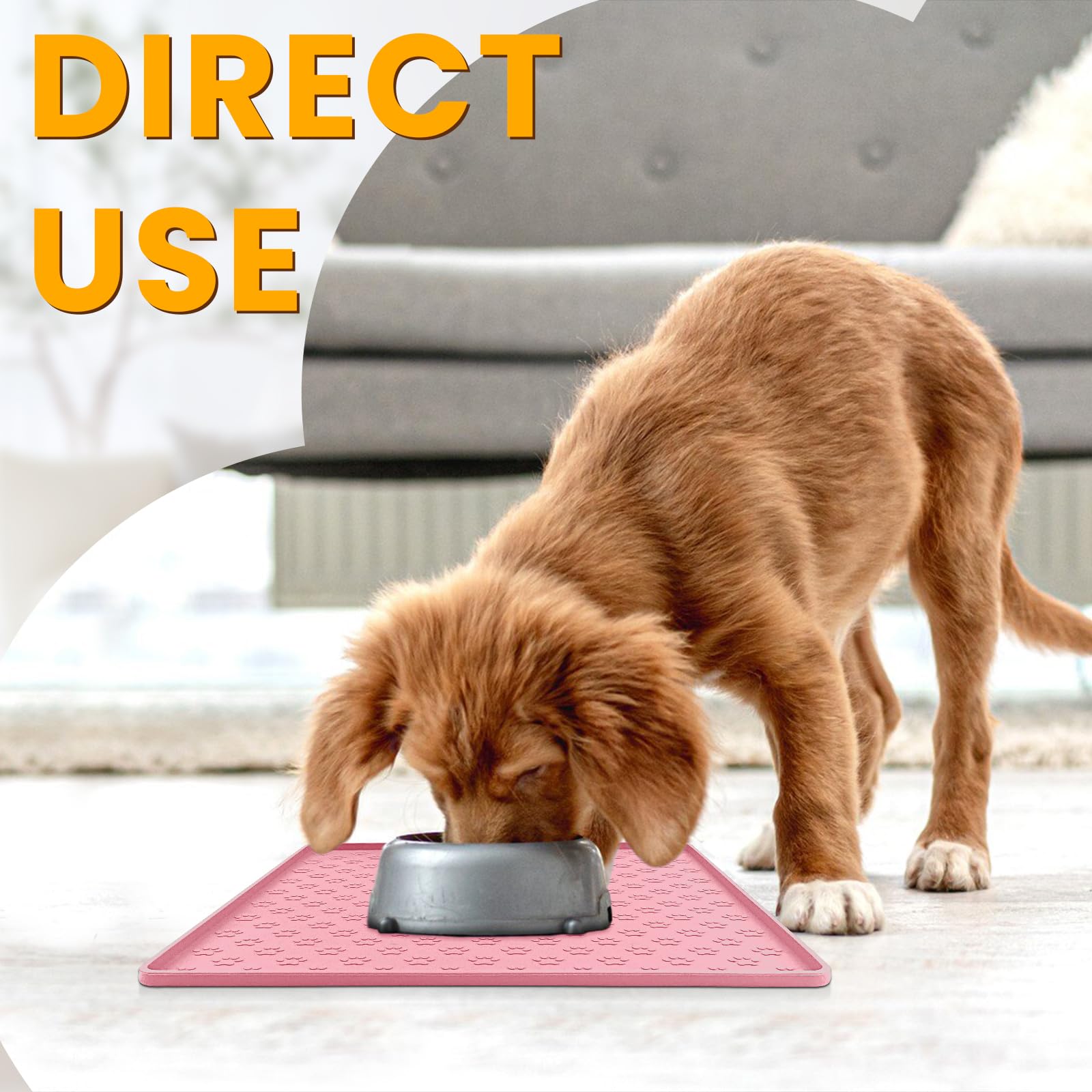 Ptlom Pink Silicone Pet Placemat – 11.8" Waterproof Non-Slip Feeding Mat for Small & Medium Dogs and Cats