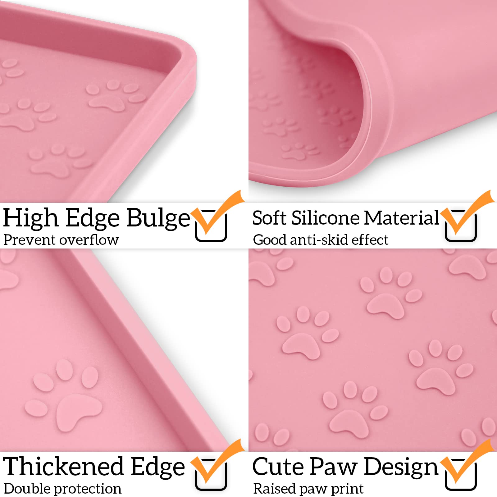 Ptlom Pink Silicone Pet Placemat – 11.8" Waterproof Non-Slip Feeding Mat for Small & Medium Dogs and Cats