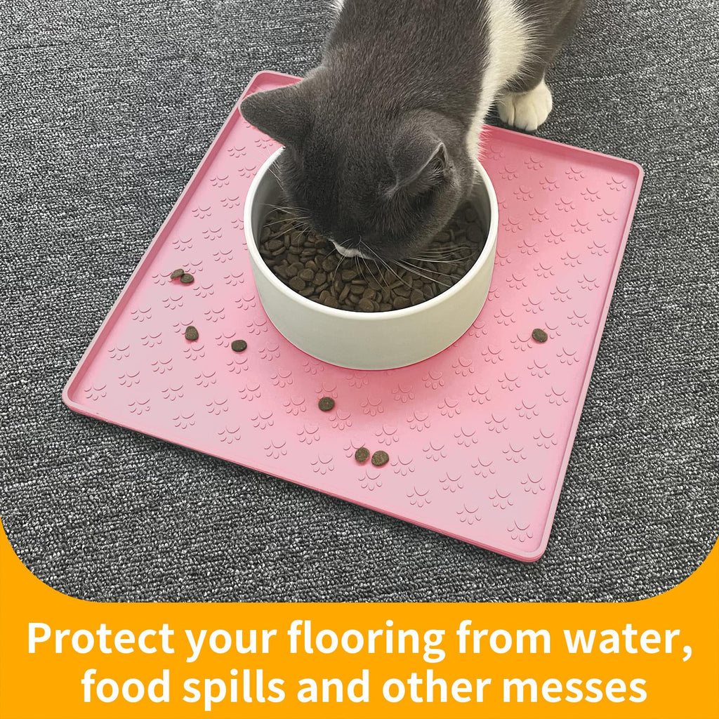 Ptlom Pink Silicone Pet Placemat – 11.8" Waterproof Non-Slip Feeding Mat for Small & Medium Dogs and Cats