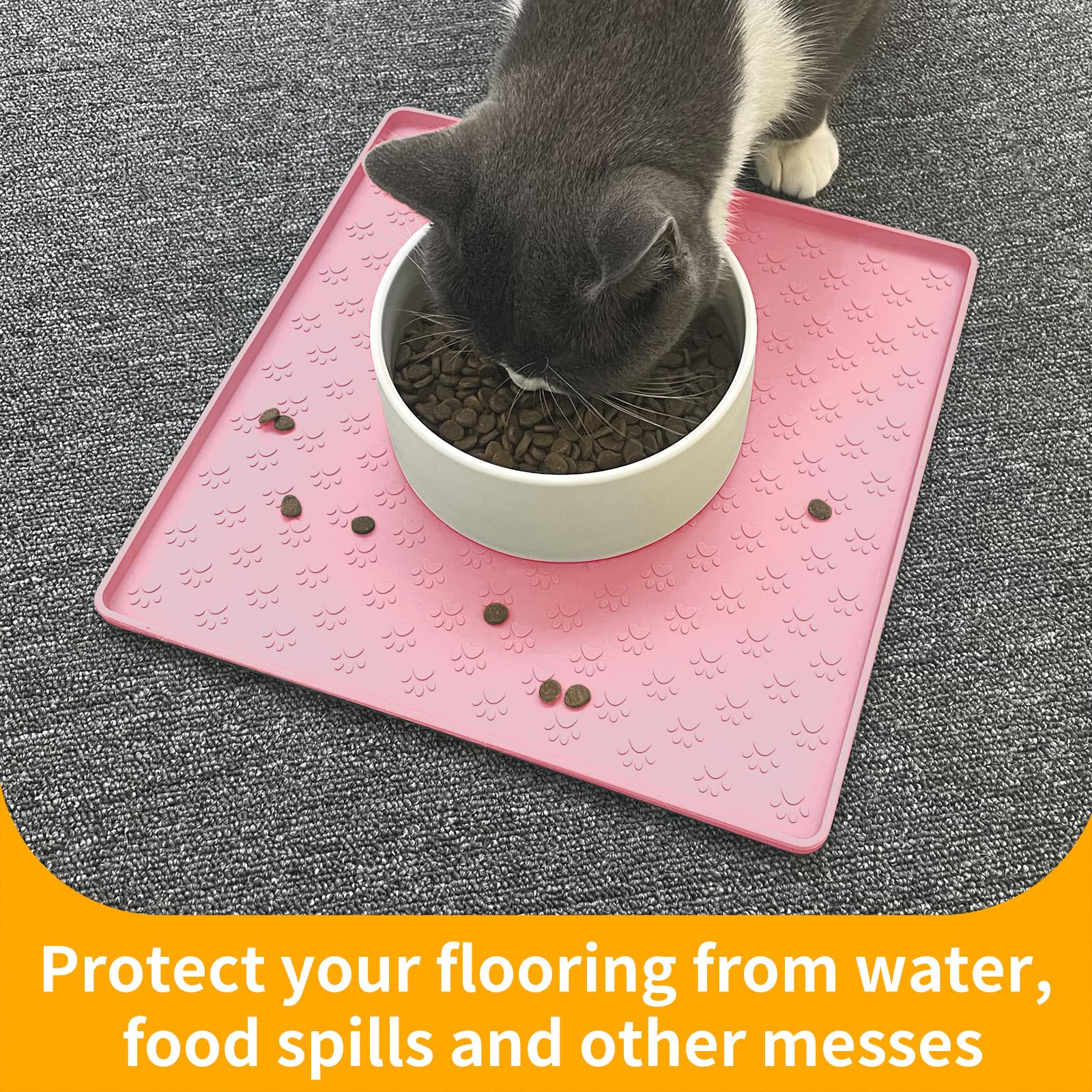 Ptlom Pink Silicone Pet Placemat – 11.8" Waterproof Non-Slip Feeding Mat for Small & Medium Dogs and Cats
