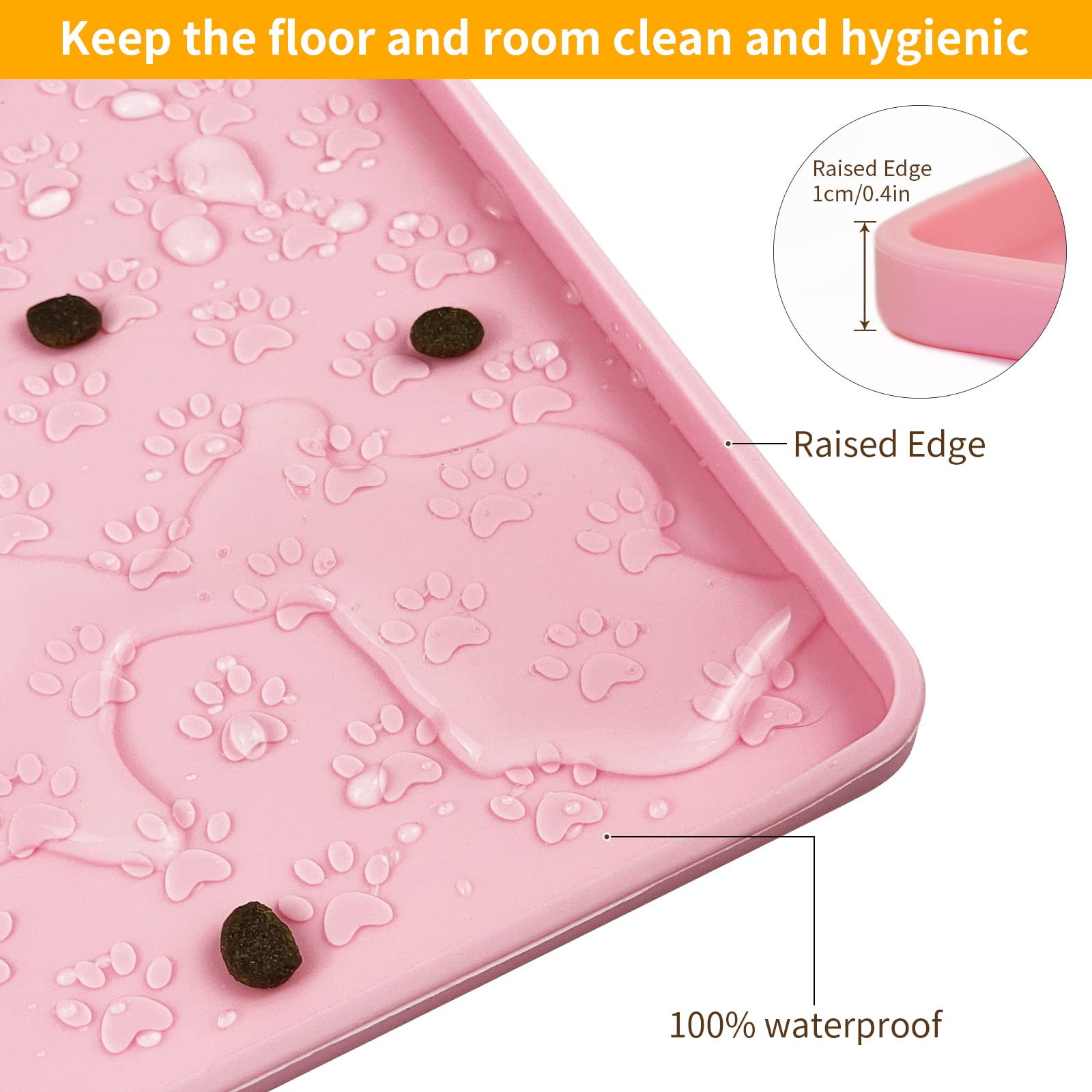 Ptlom Pink Silicone Pet Placemat – 11.8" Waterproof Non-Slip Feeding Mat for Small & Medium Dogs and Cats