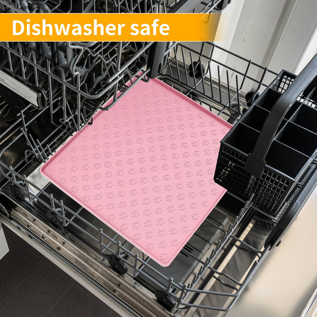 Ptlom Pink Silicone Pet Placemat – 11.8" Waterproof Non-Slip Feeding Mat for Small & Medium Dogs and Cats