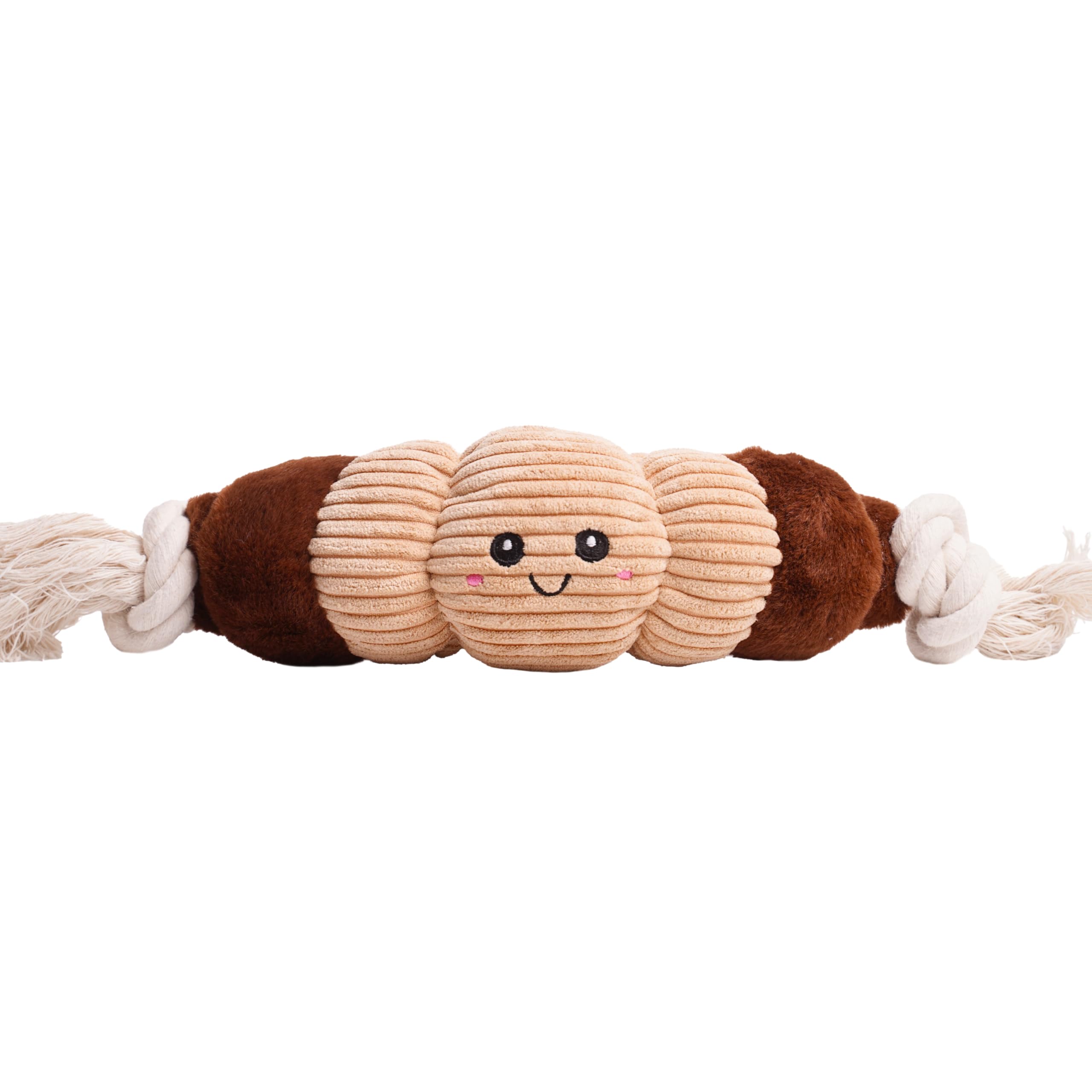 Puffy Crew Bakery Bite_Stick Croissant Dog Toy – 12-Inch Plush with Tube Squeaker and Rope