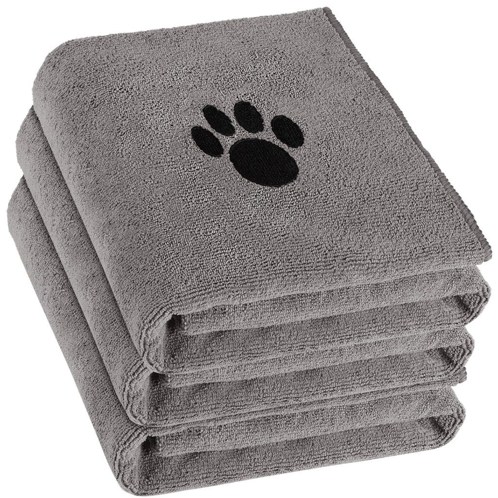Puomue 3-Pack Microfiber Dog Drying Towels – 41 x 23.6 Inches, Grey, Super Absorbent & Soft for All Dog Breeds