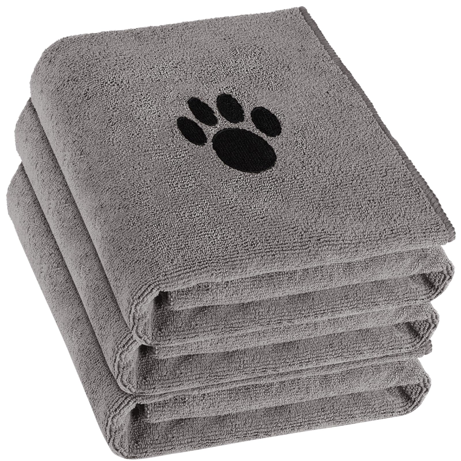 Puomue 3-Pack Microfiber Dog Drying Towels – 41 x 23.6 Inches, Grey, Super Absorbent & Soft for All Dog Breeds