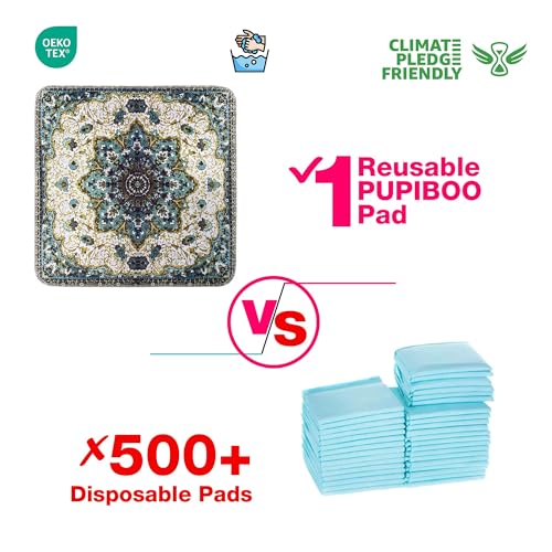 PUPIBOO Washable Pee Pads for Dogs and Cats - 2 Pack 22x22 Inch Super Absorbent Reusable Training Pads with Waterproof TPU Coating and Non-Slip Backing