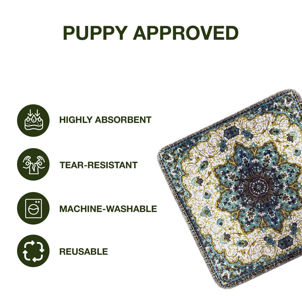 PUPIBOO Washable Pee Pads for Dogs and Cats - 2 Pack 22x22 Inch Super Absorbent Reusable Training Pads with Waterproof TPU Coating and Non-Slip Backing