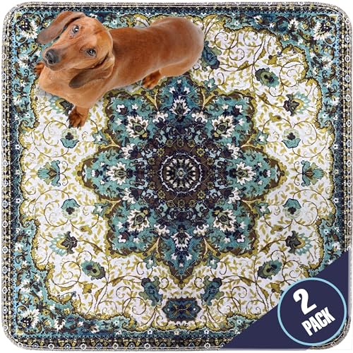 PUPIBOO Washable Pee Pads for Dogs and Cats - 2 Pack 22x22 Inch Super Absorbent Reusable Training Pads with Waterproof TPU Coating and Non-Slip Backing