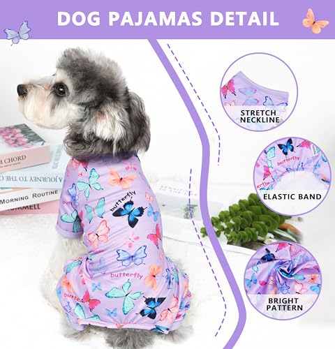 Puppishy Dog Pajamas Spring Summer Butterfly Print Soft Pet Pjs for Small Medium Dogs