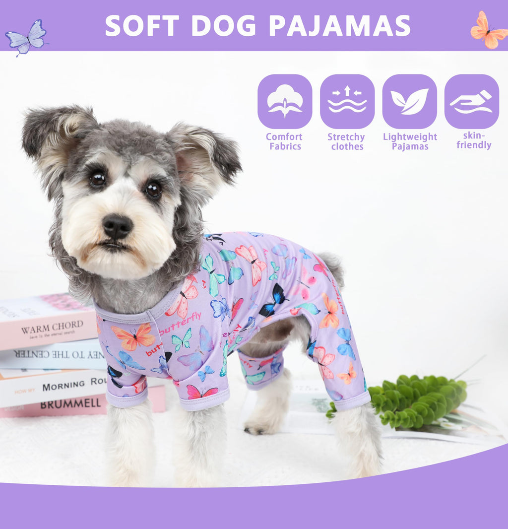 Puppishy Dog Pajamas Spring Summer Butterfly Print Soft Pet Pjs for Small Medium Dogs
