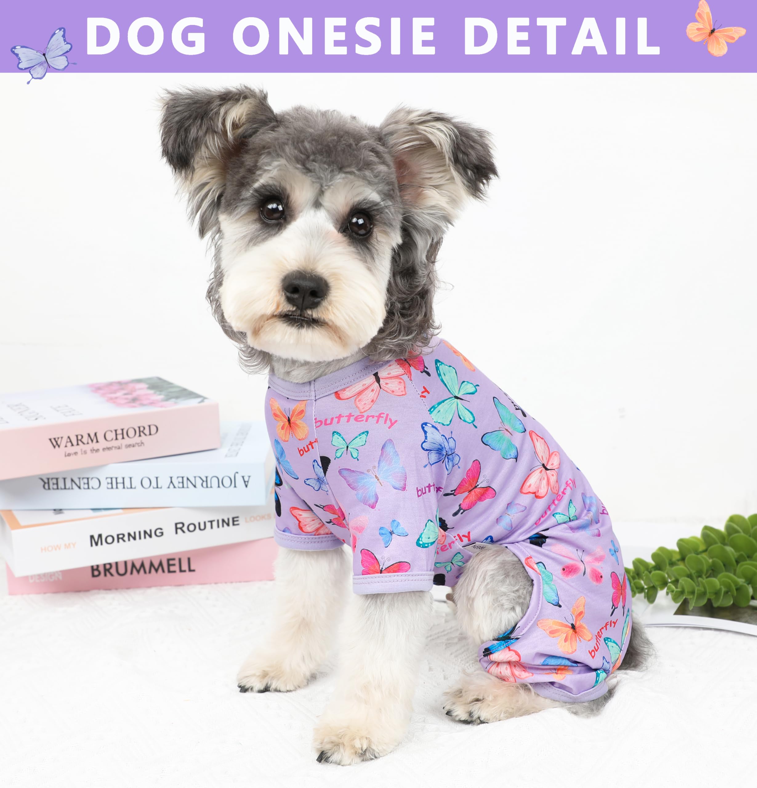 Puppishy Dog Pajamas Spring Summer Butterfly Print Soft Pet Pjs for Small Medium Dogs