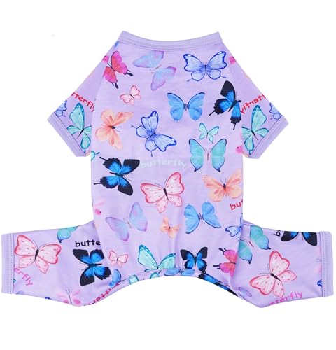 Puppishy Dog Pajamas Spring Summer Butterfly Print Soft Pet Pjs for Small Medium Dogs